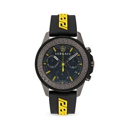 Greca Action 45MM Stainless Steel & Silicone Strap Chronograph Watch