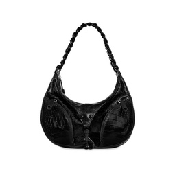 Julian Croc-Embossed Leather Shoulder Bag