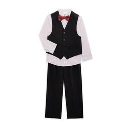 Little Boys 4-Piece Stretch Performance Vest & Pants Set