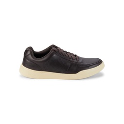 Contrast Sole Leather Sneakers