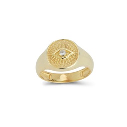 14K Goldplated Sterling Silver & Cubic Zirconia Eye Signet Ring