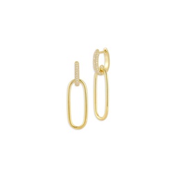 14K Goldplated Sterling Silver & Cubic Zirconia Link Drop Earrings