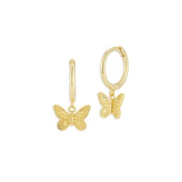 14K Goldplated Sterling Silver Butterfly Huggie Earrings