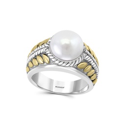 Sterling Silver, 18K Yellow Gold & 10MM Freshwater Pearl Ring