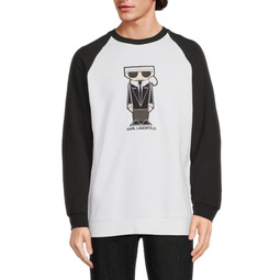 Layered Raglan Sleeve Logo Graphic Sweatshirt