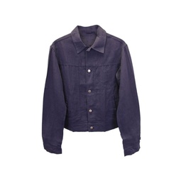 Prada Button-Front Jacket In Blue Linen