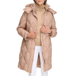 Diamond Quilted & Hooded Puffer Coat