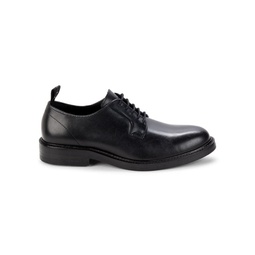 Round Toe Leather Derby Shoes