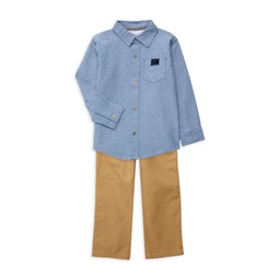 Little Boy's 2-Piece Button Up Shirt & Pants Set