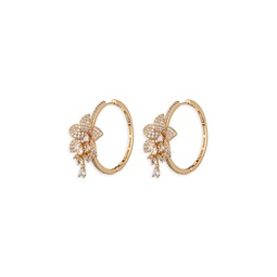 Luxe Amelia Goldtone & Cubic Zirconia Floral Hoop Earrings