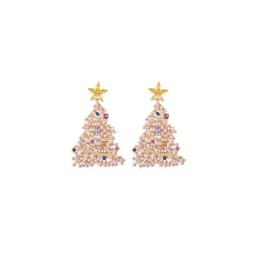 Luxe Goldtone & Cubic Zirconia Christmas Tree Drop Earrings