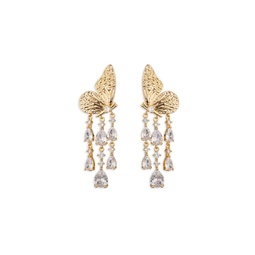 Luxe Monarch Goldtone & Cubic Zirconia Butterfly Drop Earrings