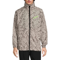 Python Print Hooded Windbreaker Jacket