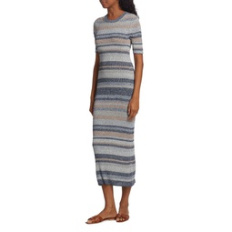 Wonderland Striped Rib Knit Midi Dress