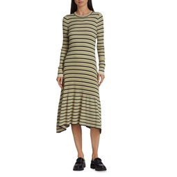 Striped Silk Blend Midi Dress
