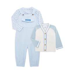 Baby Boys 3-Piece Sweater, Bodysuit & Coverall Set
