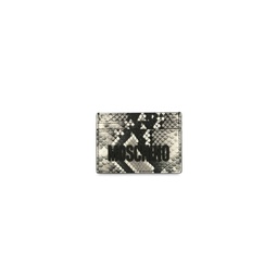 Snakeskin Print Logo Leather Card Case