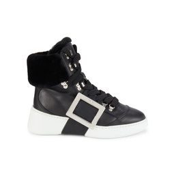 High Top Lamb Shearling Leather Sneakers