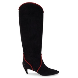 Suede Western Knee High Boots
