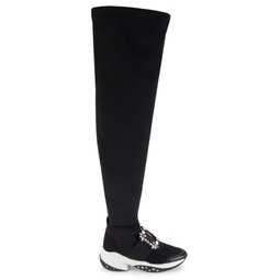 Crystal Buckle Sneaker Style Knee High Boots