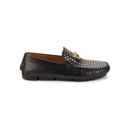 Studded Leather Driving Loafers