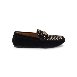 Studded Suede Driving Loafers