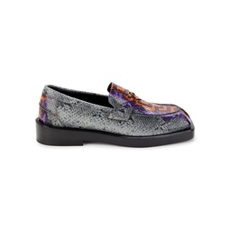 Snakeskin Embossed Leather Penny Loafers