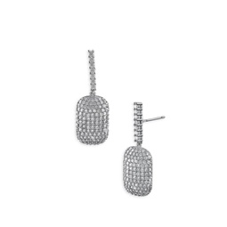 Look Of Real Rhodium Plated & Pave Cubic Zirconia Drop Earrings