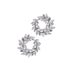 Look Of Real Rhodium Plated & Marquise Cubic Zirconia Circle Earrings