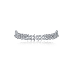 Looks Of Real Rhodium Plated & Cubic Zirconia Double Row Bracelet