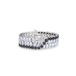 Looks Of Real Rhodium Plated & Cubic Zirconia Crossover Bracelet