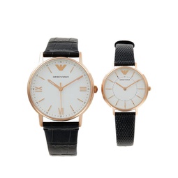 2-Piece 41MM Rose Goldtone Stainless Steel Watch & Leather Strap Set