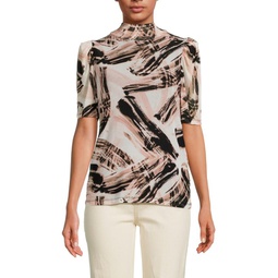 Abstract Puff Sleeve Top