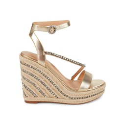 Chiara Metallic Embellished Wedge Sandals