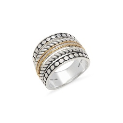 Sterling Silver, 14K Yellow Gold & 0.10 TCW Diamond Ring