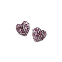 Sterling Silver & 0.54 TCW Ruby Heart Earrings