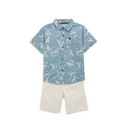 Little Boys 2-Piece Button Shirt & Shorts Set