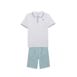Little Boys 2-Piece Button Shirt & Shorts Set