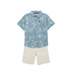 Baby Boys 2-Piece Button Shirt & Shorts Set