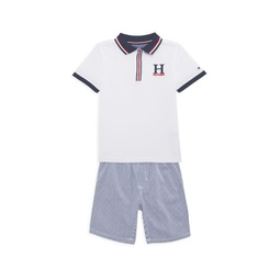Baby Boys 2-Piece Logo Polo & Striped Shorts Set