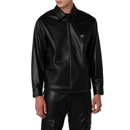 Faux Leather Zip Shacket