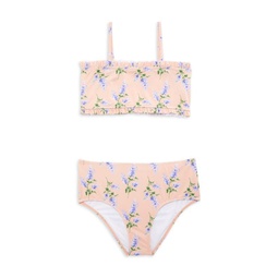 Girls 2-Piece Floral Ruffle Bikini Set