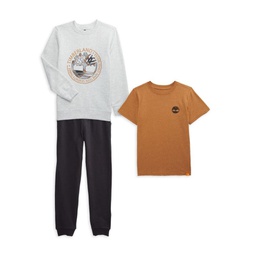Boys 3-Piece Logo Tee, Sweatshirt & Joggers Set