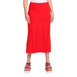 Wide Ribbed Midi Skirt