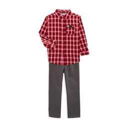 Little Boys 2-Piece Plaid Shirt & Solid Pants Set