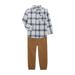Little Boys 2-Piece Plaid Shirt & Pants Set