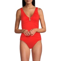 Solid Ruched One Piece Swimsuit
