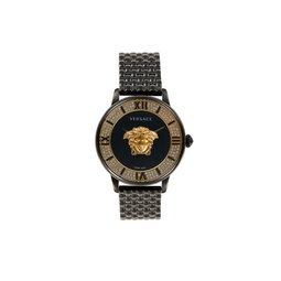 38MM Black IP Stainless Steel & Diamond Bracelet Watch