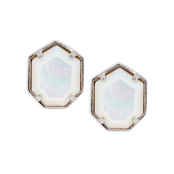 Taylor Rhodium Plated & Mother of Pearl Stud Earrings
