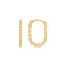 14K Yellow Gold Braided Huggie Earrings
